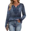imageXIEERDUO Boho Tops for Women Blouses Dressy Casual V Neck Long Sleeve Shirts Fall Outfits Trendy Vacation ClothesZ Navy Printed