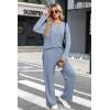 imageXIEERDUO Lounge Sets for Women 2 Piece V Neck Button Matching Sweatsuit Loungewear Fall Outfits Fashion Clothing PajamasBlue
