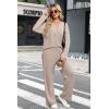 imageXIEERDUO Lounge Sets for Women 2 Piece V Neck Button Matching Sweatsuit Loungewear Fall Outfits Fashion Clothing PajamasKhaki