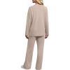 imageXIEERDUO Lounge Sets for Women 2 Piece V Neck Button Matching Sweatsuit Loungewear Fall Outfits Fashion Clothing PajamasKhaki