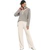 imageXIEERDUO Lounge Sets for Women 2 Piece V Neck Button Matching Sweatsuit Loungewear Fall Outfits Fashion Clothing PajamasStripes Apricot