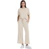 imageXIEERDUO Womens 2 Piece Outfits For Women Loose Pajamas Pullover Tops And Wide Leg Pants Lounge Sets Tracksuit Sweatsuit02apricot