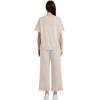 imageXIEERDUO Womens 2 Piece Outfits For Women Loose Pajamas Pullover Tops And Wide Leg Pants Lounge Sets Tracksuit Sweatsuit02apricot
