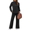 imageXIEERDUO Womens Side Slit Lounge Sets 2 Piece Outfits Mock Neck Tracksuit Fashion Sweatsuit Wide Leg Loungewear S3XLA Black