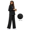 imageXIEERDUO Womens Side Slit Lounge Sets 2 Piece Outfits Mock Neck Tracksuit Fashion Sweatsuit Wide Leg Loungewear S3XLA Black