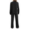 imageXIEERDUO Womens Side Slit Lounge Sets 2 Piece Outfits Mock Neck Tracksuit Fashion Sweatsuit Wide Leg Loungewear S3XLA Black