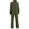 imageXIEERDUO Womens Side Slit Lounge Sets 2 Piece Outfits Mock Neck Tracksuit Fashion Sweatsuit Wide Leg Loungewear S3XLArmy Green