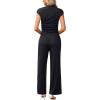 imageXIEERDUO Womens Side Slit Lounge Sets 2 Piece Outfits Mock Neck Tracksuit Fashion Sweatsuit Wide Leg Loungewear S3XLBlack