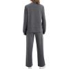 imageXIEERDUO Womens Side Slit Lounge Sets 2 Piece Outfits Mock Neck Tracksuit Fashion Sweatsuit Wide Leg Loungewear S3XLDark Grey