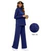 imageXIEERDUO Womens Side Slit Lounge Sets 2 Piece Outfits Mock Neck Tracksuit Fashion Sweatsuit Wide Leg Loungewear S3XLNavy