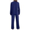 imageXIEERDUO Womens Side Slit Lounge Sets 2 Piece Outfits Mock Neck Tracksuit Fashion Sweatsuit Wide Leg Loungewear S3XLNavy