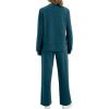 imageXIEERDUO Womens Side Slit Lounge Sets 2 Piece Outfits Mock Neck Tracksuit Fashion Sweatsuit Wide Leg Loungewear S3XLTeal