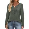 imageXIEERDUO Boho Tops for Women Blouses Dressy Casual V Neck Long Sleeve Shirts Fall Outfits Trendy Vacation ClothesArmy Green