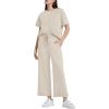 imageXIEERDUO Womens 2 Piece Outfits For Women Loose Pajamas Pullover Tops And Wide Leg Pants Lounge Sets Tracksuit Sweatsuit02apricot