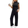 imageXIEERDUO Womens Side Slit Lounge Sets 2 Piece Outfits Mock Neck Tracksuit Fashion Sweatsuit Wide Leg Loungewear S3XLBlack