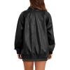 imageXIEERDUO Leather Jacket Women Fall Outfits 2025 Oversized Motorcycle Y2K Clothes Faux Leather Pocket Winter Coats Zip UpBlack