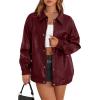 imageXIEERDUO Leather Jacket Women Fall Outfits 2025 Oversized Motorcycle Y2K Clothes Faux Leather Pocket Winter Coats Zip UpBurgundy