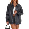 imageXIEERDUO Leather Jacket Women Fall Outfits 2025 Oversized Motorcycle Y2K Clothes Faux Leather Pocket Winter Coats Zip UpCharcoal Grey