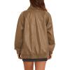 imageXIEERDUO Leather Jacket Women Fall Outfits 2025 Oversized Motorcycle Y2K Clothes Faux Leather Pocket Winter Coats Zip UpKhaki