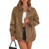 imageXIEERDUO Leather Jacket Women Fall Outfits 2025 Oversized Motorcycle Y2K Clothes Faux Leather Pocket Winter Coats Zip UpKhaki