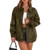 imageXIEERDUO Leather Jacket Women Fall Outfits 2025 Oversized Motorcycle Y2K Clothes Faux Leather Pocket Winter Coats Zip UpOlive Green