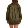 imageXIEERDUO Leather Jacket Women Fall Outfits 2025 Oversized Motorcycle Y2K Clothes Faux Leather Pocket Winter Coats Zip UpOlive Green