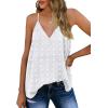 imageXIEERDUO V Neck Tank Tops for Women Cute Pom Pom Chiffon Spaghetti Strap Cami Tops04gv Neckwhite