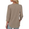 imageXIEERDUO Womens 34 Sleeve Tops with Buttons VNeck Summer Outfits Casual Blouses Shirts Beach Vacation Fall Clothes 2025Akhaki