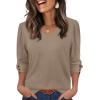imageXIEERDUO Womens 34 Sleeve Tops with Buttons VNeck Summer Outfits Casual Blouses Shirts Beach Vacation Fall Clothes 2025Akhaki
