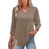imageXIEERDUO Womens 34 Sleeve Tops with Buttons VNeck Summer Outfits Casual Blouses Shirts Beach Vacation Fall Clothes 2025Akhaki