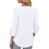 imageXIEERDUO Womens 34 Sleeve Tops with Buttons VNeck Summer Outfits Casual Blouses Shirts Beach Vacation Fall Clothes 2025Awhite