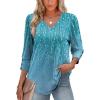 imageXIEERDUO Womens 34 Sleeve Tops with Buttons VNeck Summer Outfits Casual Blouses Shirts Beach Vacation Fall Clothes 2025Fblue Dotted Lines