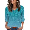 imageXIEERDUO Womens 34 Sleeve Tops with Buttons VNeck Summer Outfits Casual Blouses Shirts Beach Vacation Fall Clothes 2025Fblue Dotted Lines