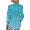imageXIEERDUO Womens 34 Sleeve Tops with Buttons VNeck Summer Outfits Casual Blouses Shirts Beach Vacation Fall Clothes 2025Fblue Dotted Lines