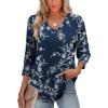 imageXIEERDUO Womens 34 Sleeve Tops with Buttons VNeck Summer Outfits Casual Blouses Shirts Beach Vacation Fall Clothes 2025Fblue Floral