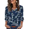 imageXIEERDUO Womens 34 Sleeve Tops with Buttons VNeck Summer Outfits Casual Blouses Shirts Beach Vacation Fall Clothes 2025Fblue Floral