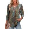 imageXIEERDUO Womens 34 Sleeve Tops with Buttons VNeck Summer Outfits Casual Blouses Shirts Beach Vacation Fall Clothes 2025Fvintage Boho