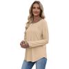 imageXIEERDUO Womens Long Sleeve Tops Color Block Casual Crewneck Tops Tshirt Basic Tee Fall Fashion Clothes Trendy OutfitsApricot