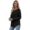 imageXIEERDUO Womens Long Sleeve Tops Color Block Casual Crewneck Tops Tshirt Basic Tee Fall Fashion Clothes Trendy OutfitsBlack