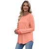 imageXIEERDUO Womens Long Sleeve Tops Color Block Casual Crewneck Tops Tshirt Basic Tee Fall Fashion Clothes Trendy OutfitsCoral