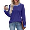 imageXIEERDUO Womens Long Sleeve Tops Color Block Casual Crewneck Tops Tshirt Basic Tee Fall Fashion Clothes Trendy OutfitsDark Blue