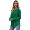 imageXIEERDUO Womens Long Sleeve Tops Color Block Casual Crewneck Tops Tshirt Basic Tee Fall Fashion Clothes Trendy OutfitsGreen