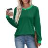imageXIEERDUO Womens Long Sleeve Tops Color Block Casual Crewneck Tops Tshirt Basic Tee Fall Fashion Clothes Trendy OutfitsGreen