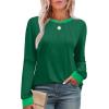 imageXIEERDUO Womens Long Sleeve Tops Color Block Casual Crewneck Tops Tshirt Basic Tee Fall Fashion Clothes Trendy OutfitsGreen