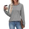 imageXIEERDUO Womens Long Sleeve Tops Color Block Casual Crewneck Tops Tshirt Basic Tee Fall Fashion Clothes Trendy OutfitsGrey