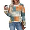 imageXIEERDUO Womens Long Sleeve Tops Color Block Casual Crewneck Tops Tshirt Basic Tee Fall Fashion Clothes Trendy OutfitsPatternedorange and Blue Plaid