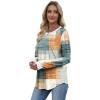 imageXIEERDUO Womens Long Sleeve Tops Color Block Casual Crewneck Tops Tshirt Basic Tee Fall Fashion Clothes Trendy OutfitsPatternedorange and Blue Plaid