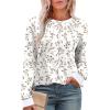 imageXIEERDUO Womens Long Sleeve Tops Color Block Casual Crewneck Tops Tshirt Basic Tee Fall Fashion Clothes Trendy OutfitsPatternedwhite Floral