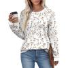imageXIEERDUO Womens Long Sleeve Tops Color Block Casual Crewneck Tops Tshirt Basic Tee Fall Fashion Clothes Trendy OutfitsPatternedwhite Floral