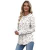 imageXIEERDUO Womens Long Sleeve Tops Color Block Casual Crewneck Tops Tshirt Basic Tee Fall Fashion Clothes Trendy OutfitsPatternedwhite Floral